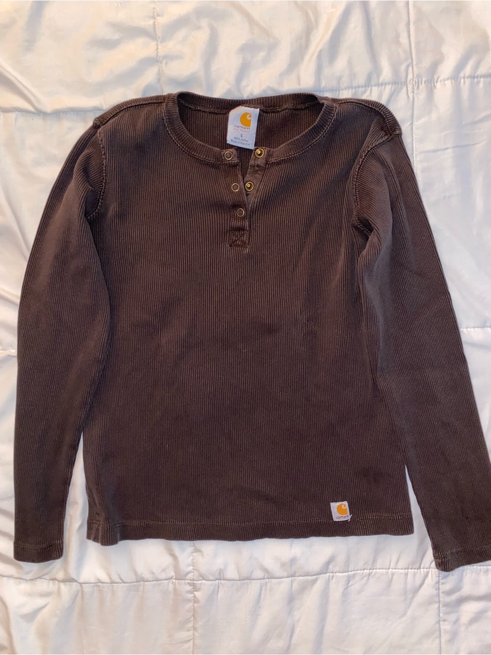 Carhartt Women's Long-Sleeve Henley in Brown